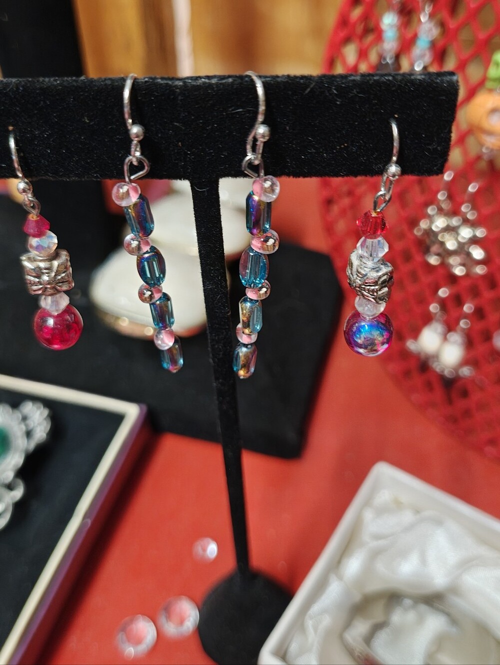 2 Pairs Of European Glass Earrings